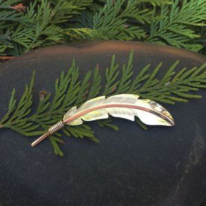 Handcrafted Sterling Silver Carved Feather Pin